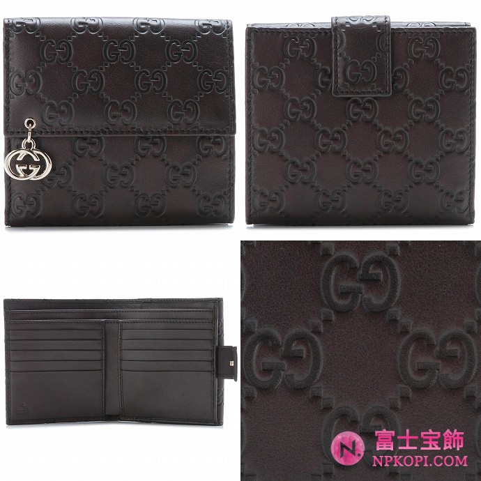 GUCCI/グッチ 2012年春夏新作GG PIERCEグッチシマGG柄Gディテール2つ折り財布 212105 AA61G 2019 